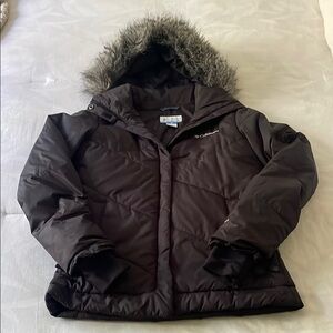 Columbia Black Puffer Jacket with Faux Fur Hood